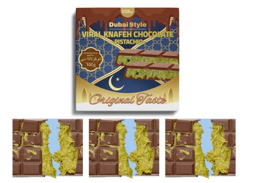 Dubai Reep Knafeh Pistachio Chocolate 100g - CandyRoyal